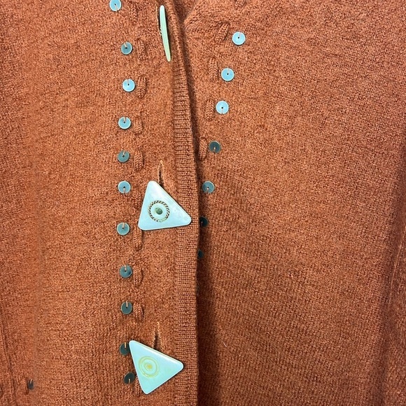 Timberlea Burnt Orange Lagenlook Sequin Button Hod Cardigan Women Size XL - Picture 3 of 4